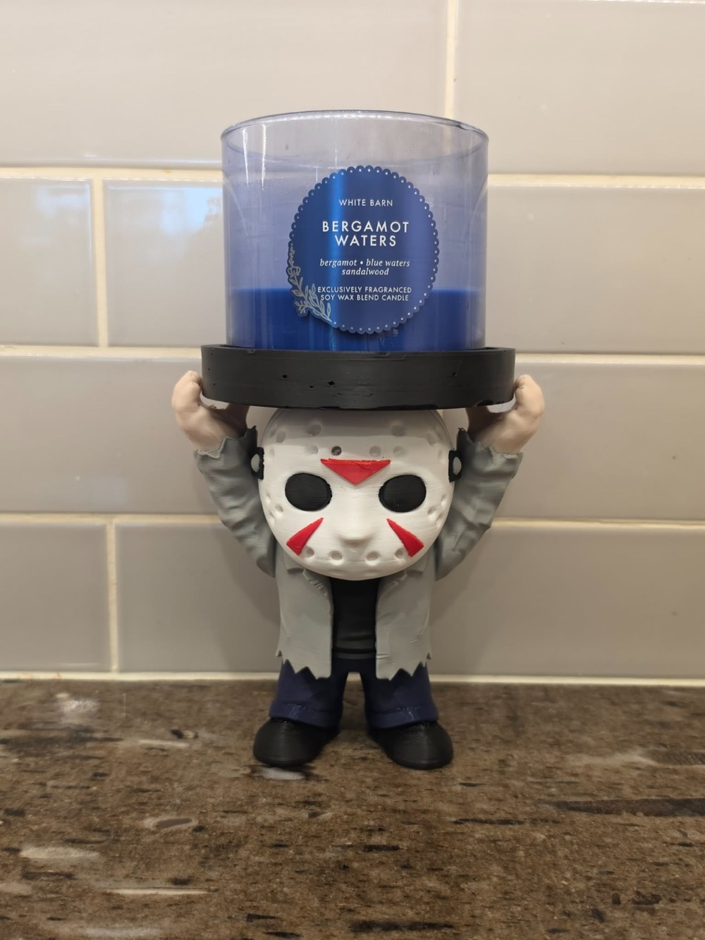 White Horror Mask Candle Holder Figurine